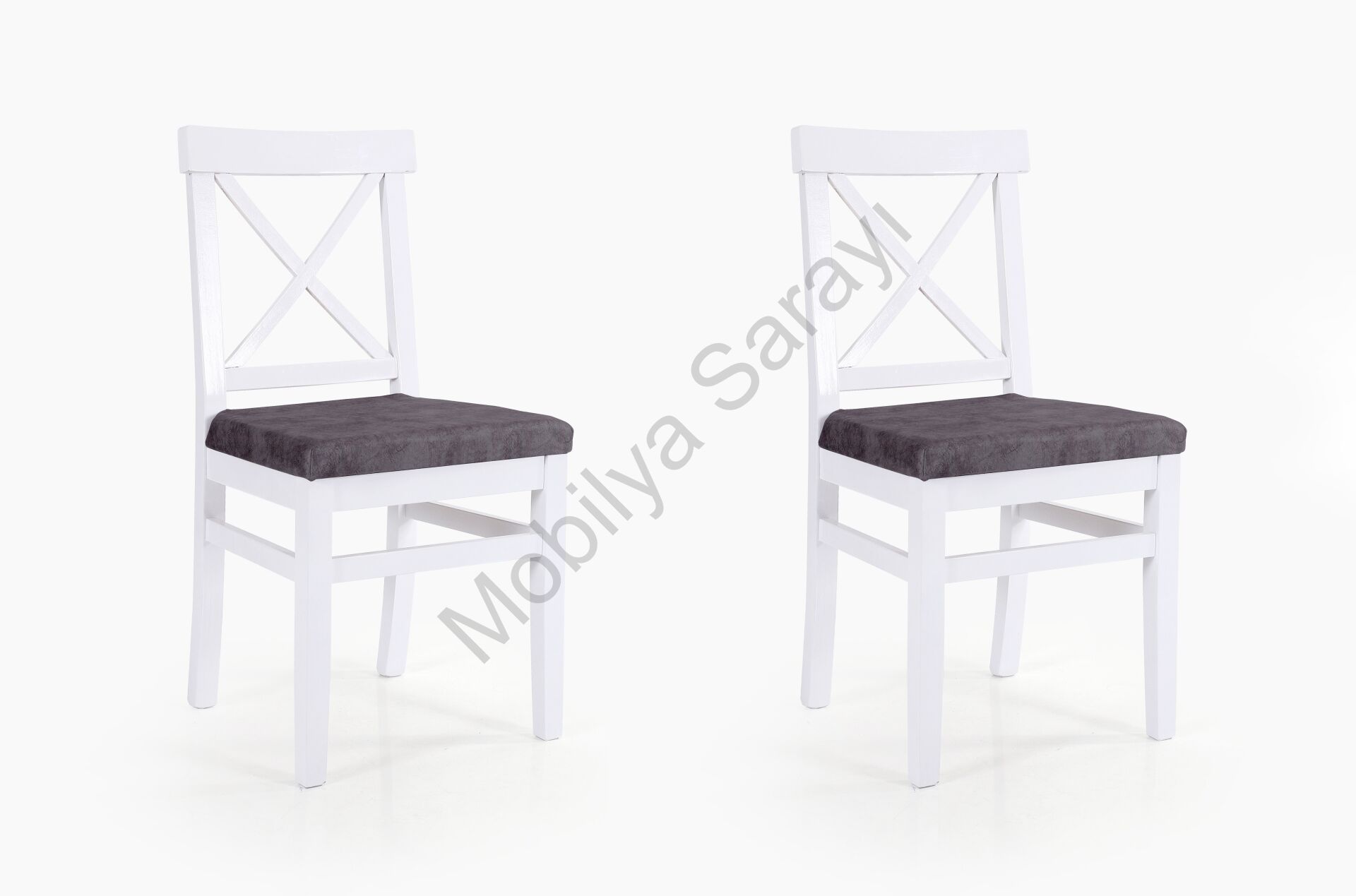 Alaçatı Sandalye - Beyaz/Gri (2 Adet)