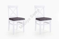 Alaçatı Sandalye - Beyaz/Gri (2 Adet)