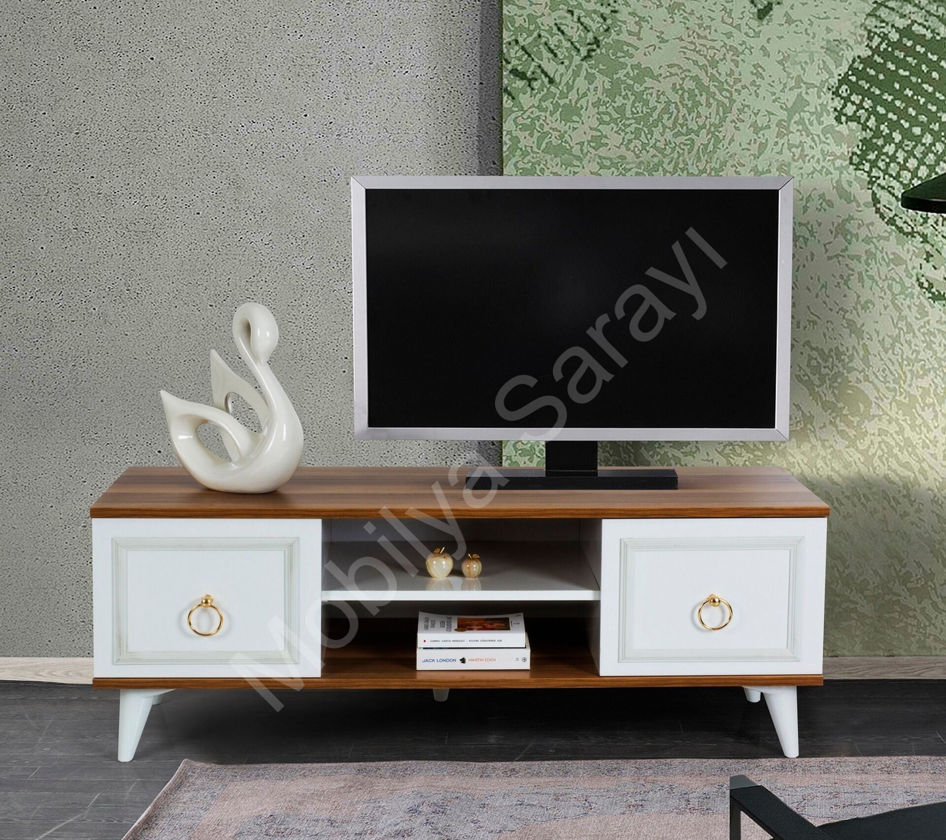 Prestij TV Sehpası - Söğüt Ceviz / Beyaz