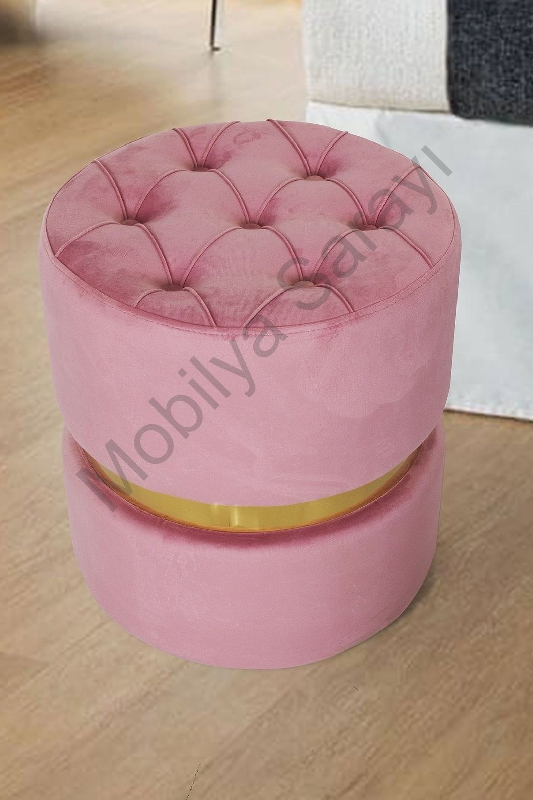 Dekoratif Puf Kapitoneli - Pembe